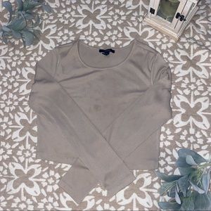Tan Long sleeve crop top